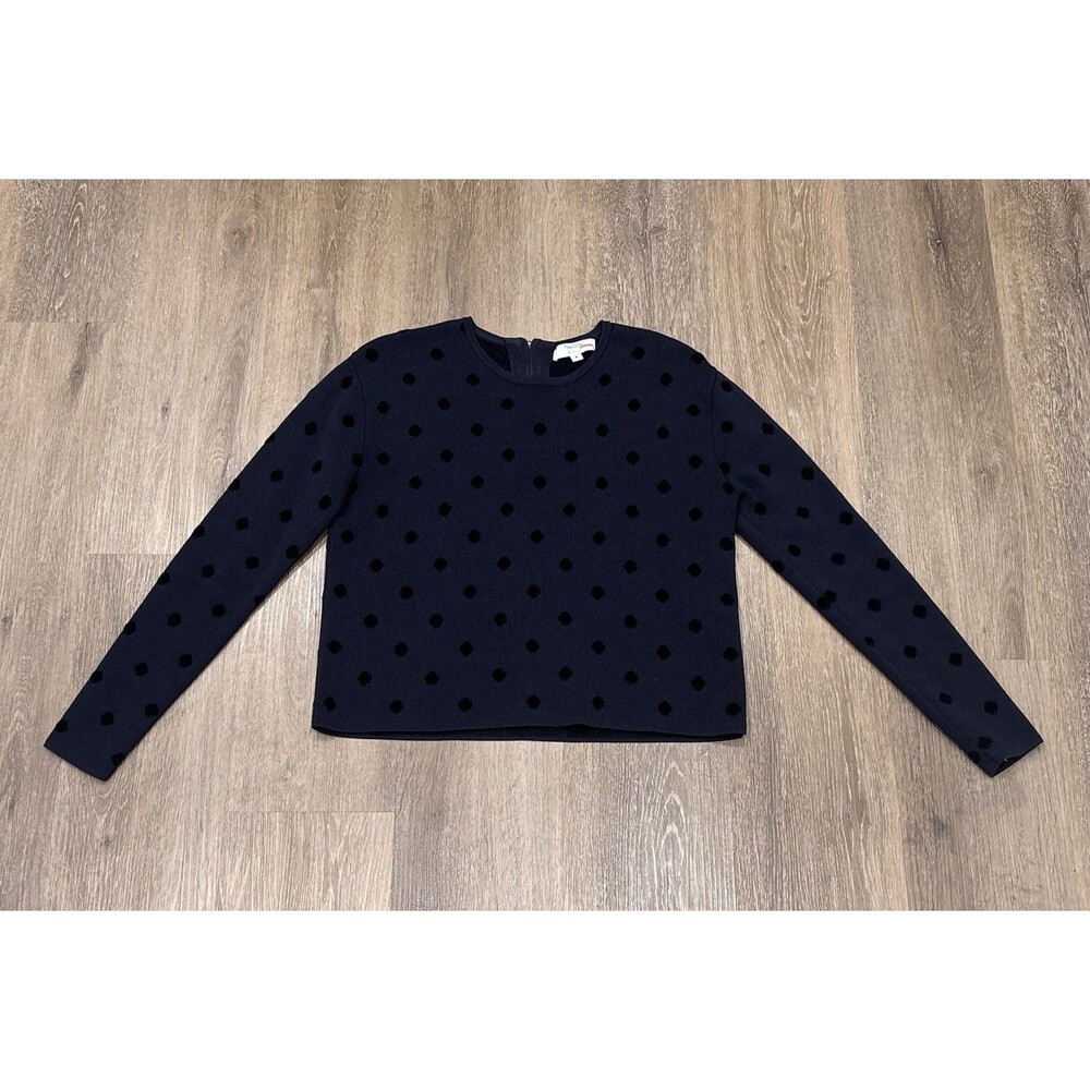 Thakoon Collective Navy Blue Polka Dot Back Zip Pullover Sweater Small